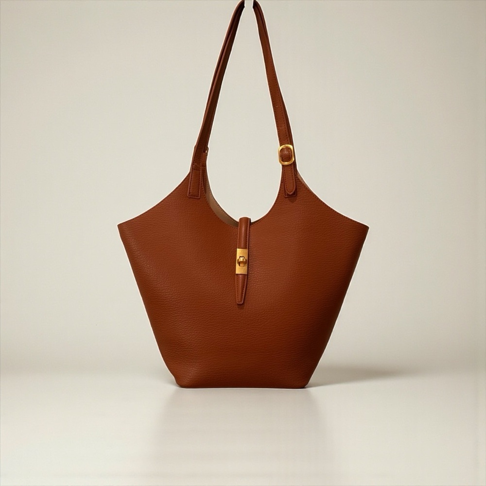 Miztique Cognac Isabelle 2 In 1 Scoop Neck Tote Vegan Leather Removable Pouch